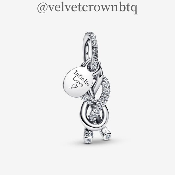 Pandora Pavé Infinity Knot Dangle Charm - Picture 1 of 2